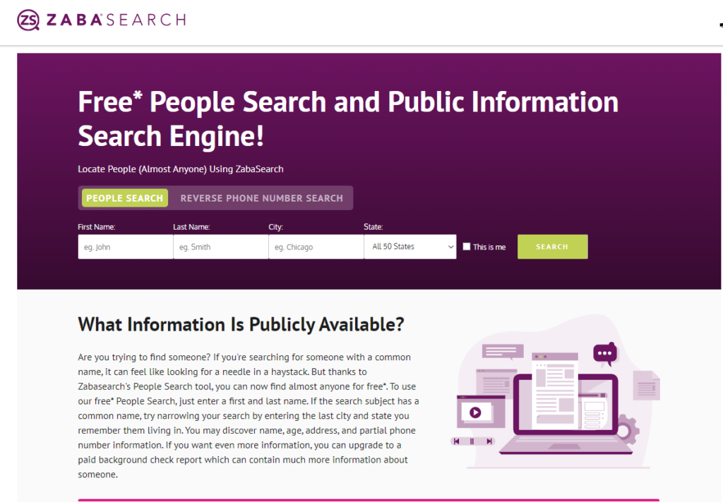 ZabaSeaarch Best Free People Search Engines